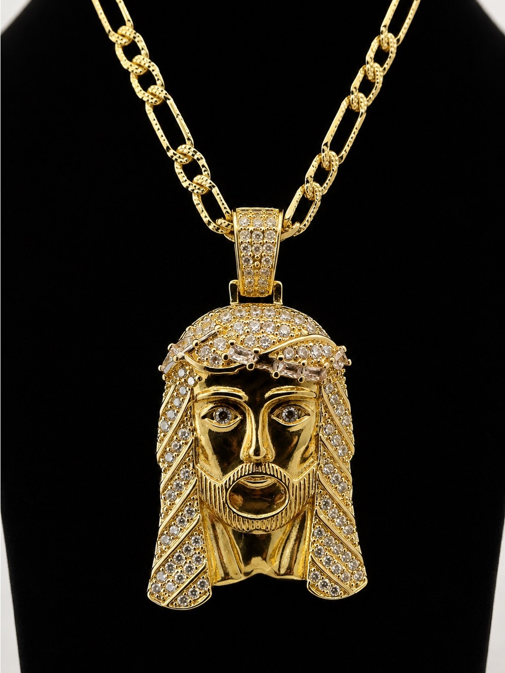 14k Gold-Filled Jesus Head Pendant Necklace - Unisex Jewelry